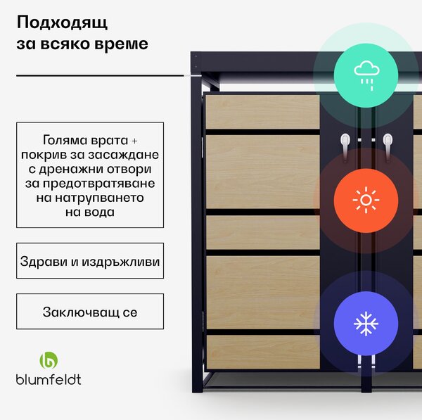Blumfeldt BinSafe, контейнер за отпадъци, 2 кофи за отпадъци, 240 л, заключващо се, поцинкована стомана, устойчива на атмосферни влияния