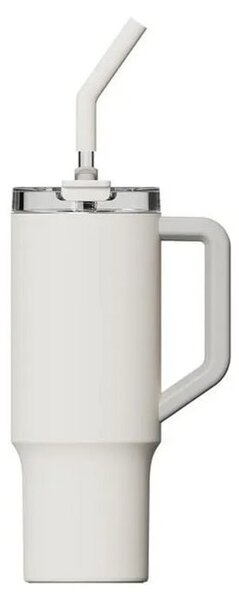 Термочаша Xiaomi Straw Mug, 1л, сламка, 6-часова дълготрайна изолация, силиконова подложка за основа, неръждаема стомана, бяла