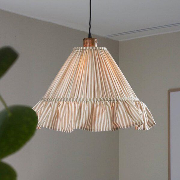 PR Home Висяща лампа Estrid, бежова, плат, Ø 40 cm, E27, Затъмняване, Бежов, Дневна/трапезария, Плат / текстил, Къща в провинцията / Рустик