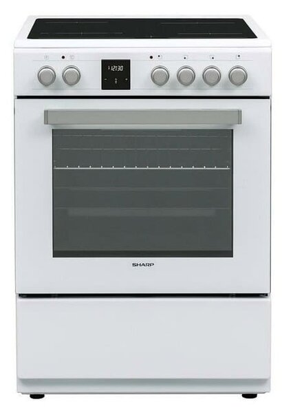 Готварска печка Sharp KF-76FVDT22WMK-EU, клас A, 65л. обем, 4 нагревателни зони, 8 функции, бяла
