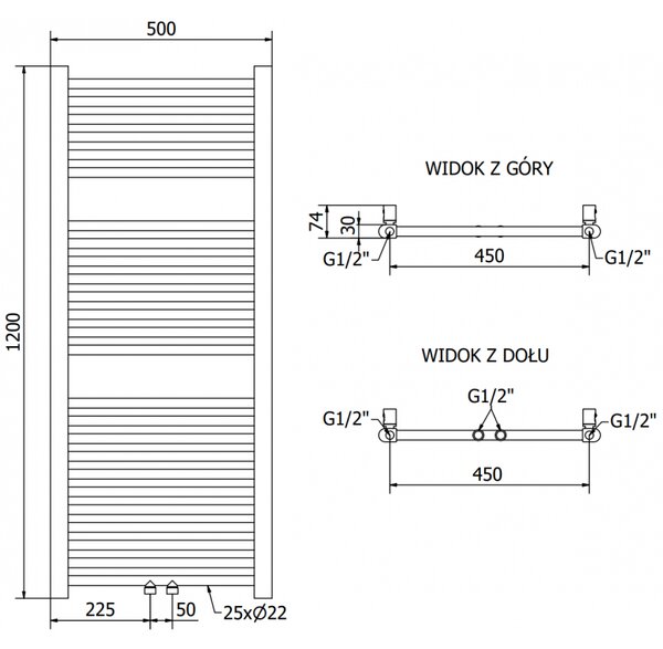 Mexen Mars електрически радиатор 1200 x 500 мм, 500 W, черен - W110-1200-500-6500-70