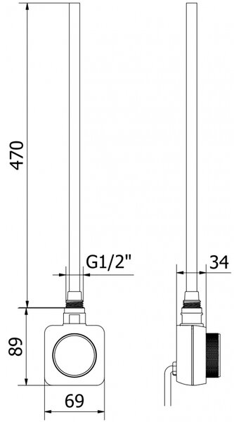 Mexen Mars електрически радиатор 1200 x 500 мм, 500 W, черен - W110-1200-500-6500-70