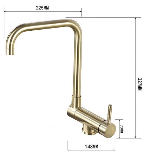 Mexen Madox кухненски прозорец кран, златен четкан - 672000-50