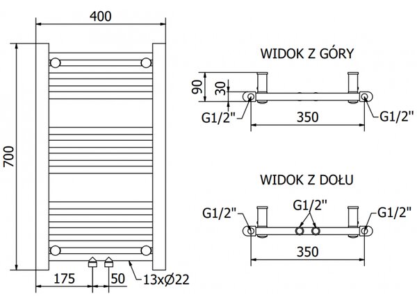 Mexen Mars електрически радиатор 700 x 400 мм, 300 W, черен - W110-0700-400-6300-70
