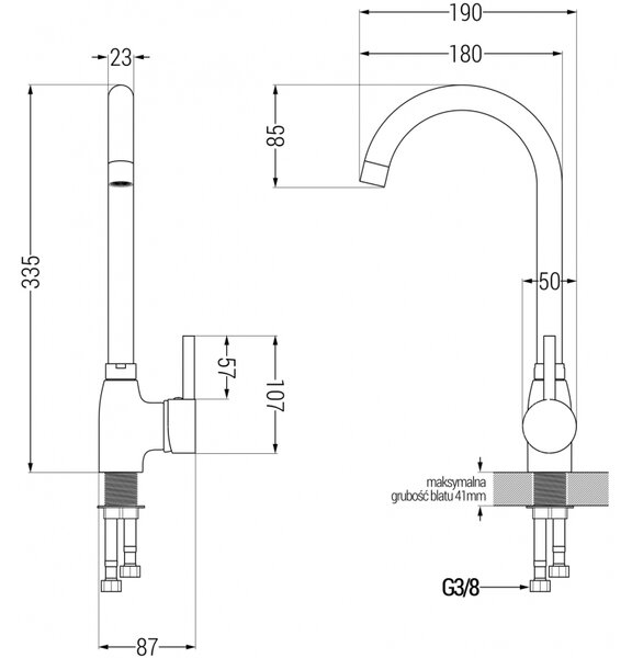 Mexen Telma кухненски смесител, черен - 670200-70