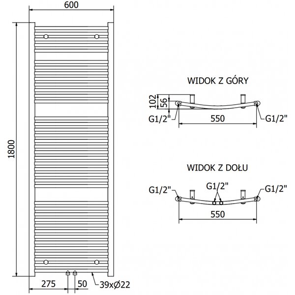 Mexen Ares електрически радиатор 1800 x 600 мм, 900 W, антрацит - W102-1800-600-2900-66