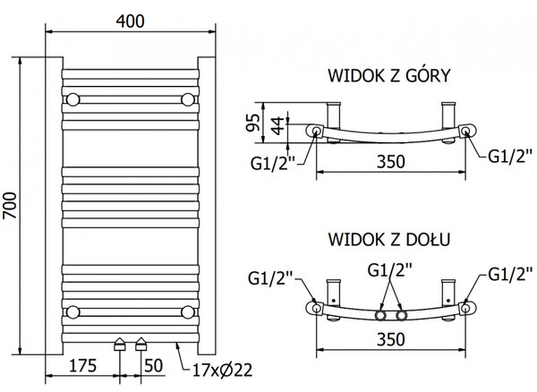 Mexen Ares електрически радиатор 700 x 400 мм, 300 W, черен - W102-0700-400-2300-70