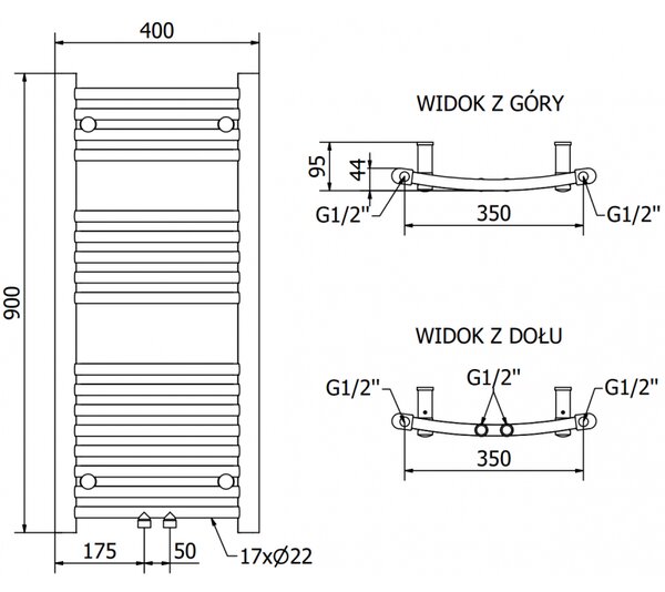 Mexen Ares електрически радиатор 900 x 400 мм, 300 W, черен - W102-0900-400-2300-70