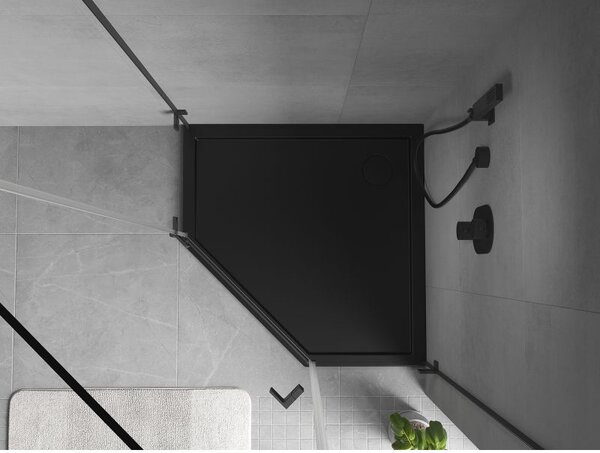 Mexen Flow петостенен плосък душ корито 90 x 90 см, черен мат - 46P709090