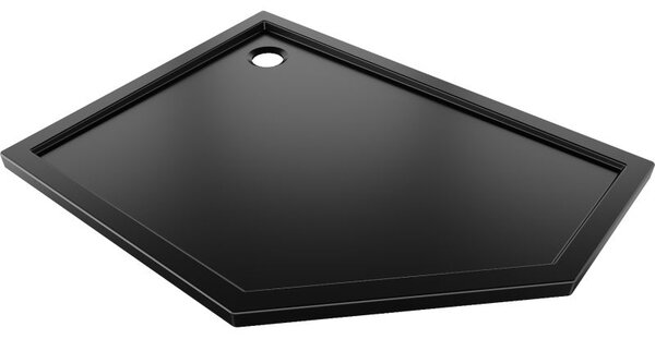 Mexen Flow петдесетостенен тънък ляв душ корито 100 x 80 cm, черен мат - 46P708010L