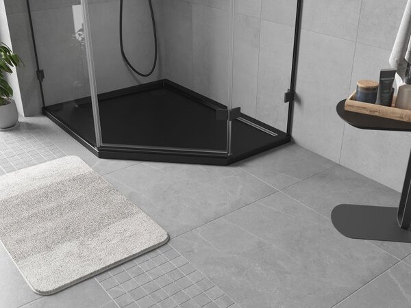 Mexen Flow петдесетостенен тънък ляв душ корито 100 x 80 cm, черен мат - 46P708010L