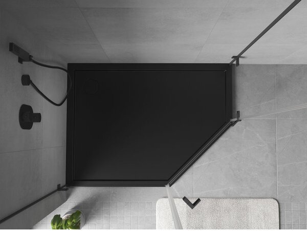 Mexen Flow петдесетостенен тънък ляв душ корито 100 x 80 cm, черен мат - 46P708010L