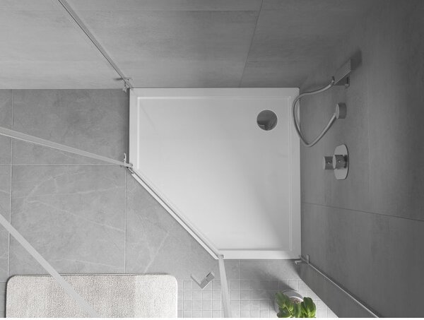 Mexen Flow петостенен ултратънък душ корито 80 x 80 cm, бял гланц - 46P108080