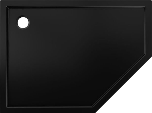 Mexen Flow петдесетостенен тънък ляв душ корито 100 x 80 cm, черен мат - 46P708010L