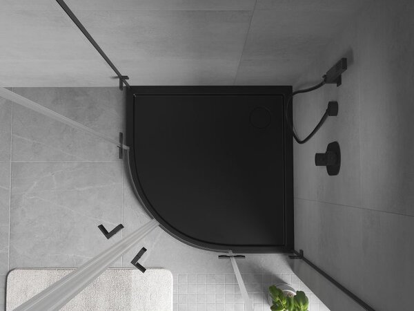 Mexen Flow полукръгъл плосък душ коритo 80 x 80 см, черен мат - 46Q708080
