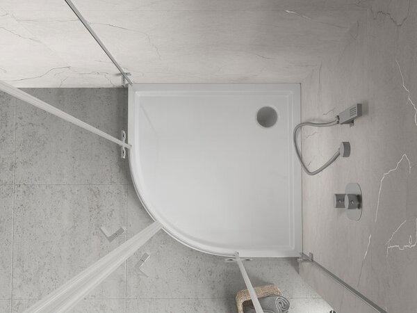 Mexen Flow+ полукръгъл поддушов корито 80 x 80 cm, бял гланц - 46Q108080H