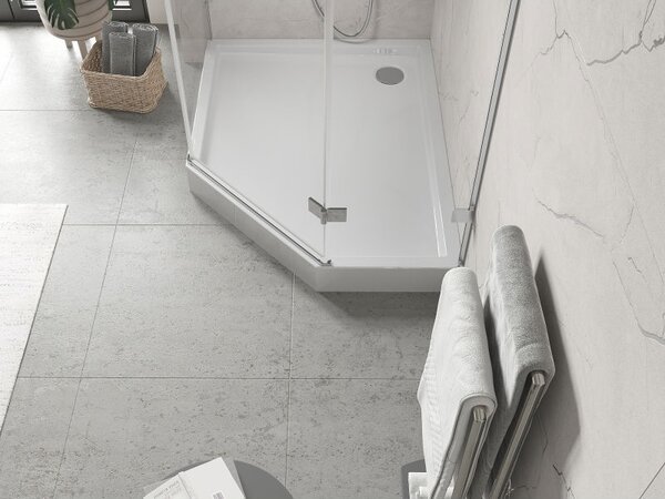 Mexen Flow+ петоъгълна лява поддушова тава 100 x 80 см, бял гланц - 46P108010LH