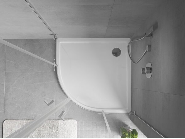 Mexen Flow полукръгъл плосък душ съд 80 x 80 см, бял гланц - 46Q108080