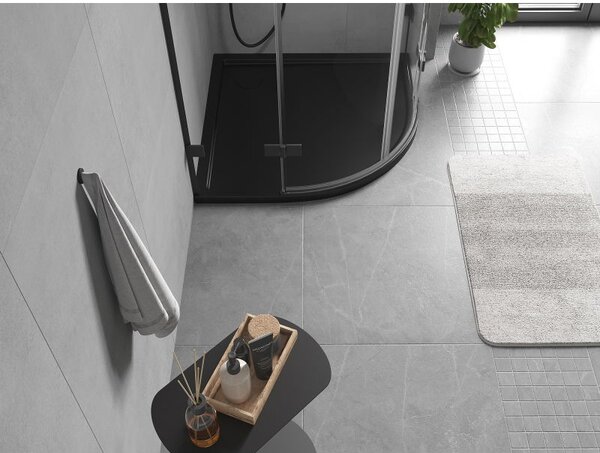 Mexen Flow полукръгъл плосък душ коритo 80 x 80 см, черен мат - 46Q708080