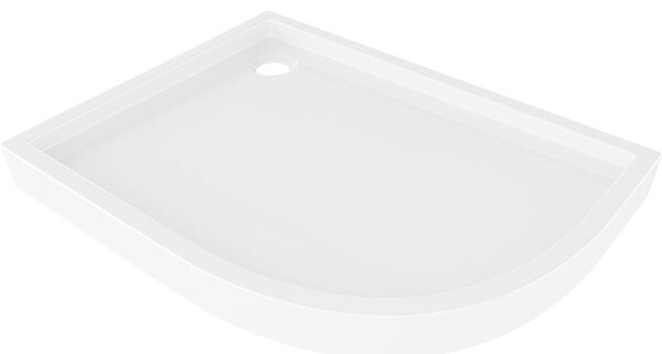 Mexen Flow+ асиметричен полукръгъл ляв душ поддон 90 x 80 cm, бял гланц - 46Q108090LH
