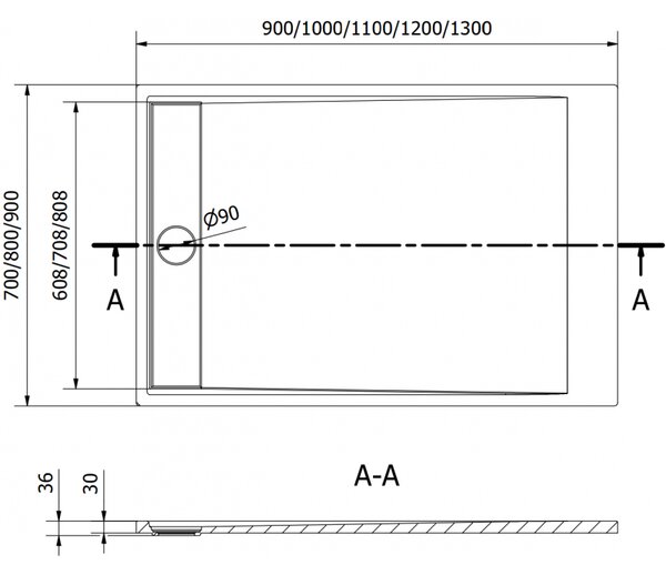 Mexen Amon правоъгълна душ кабина SMC 90 x 70 см, бяла - 4F107090