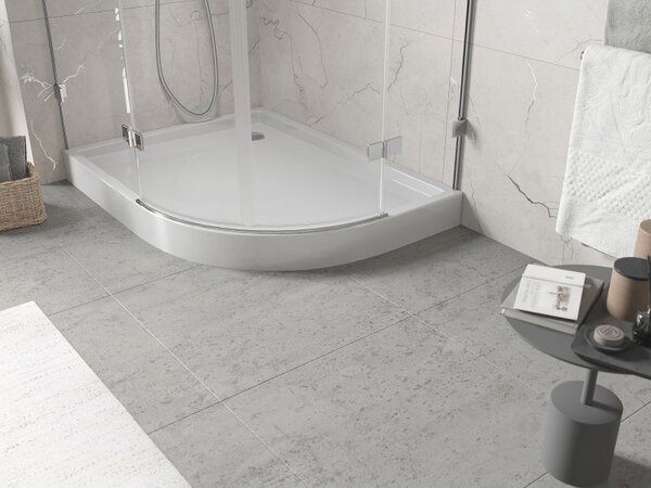 Mexen Flow+ асиметричен полукръгъл ляв душ поддон 90 x 80 cm, бял гланц - 46Q108090LH