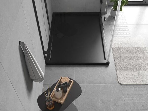 Mexen Flow правоъгълна тънка душ кабина 90 x 80 см, черен мат - 46R708090