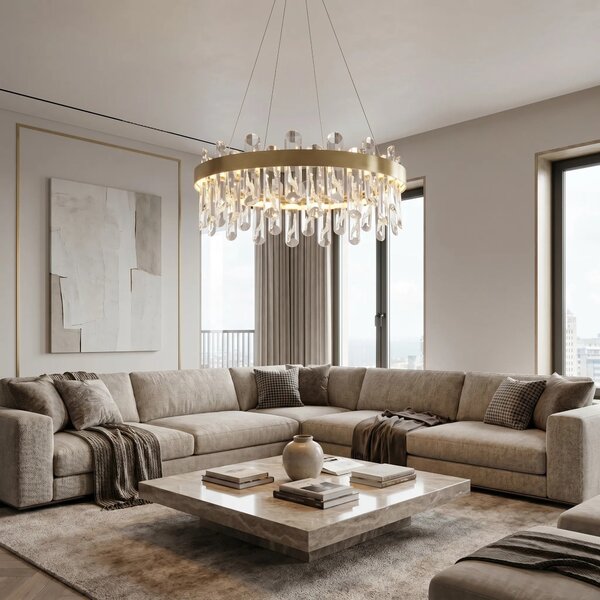 LED кристална висяща лампа SWE074-1CP 50см Brushed Gold
