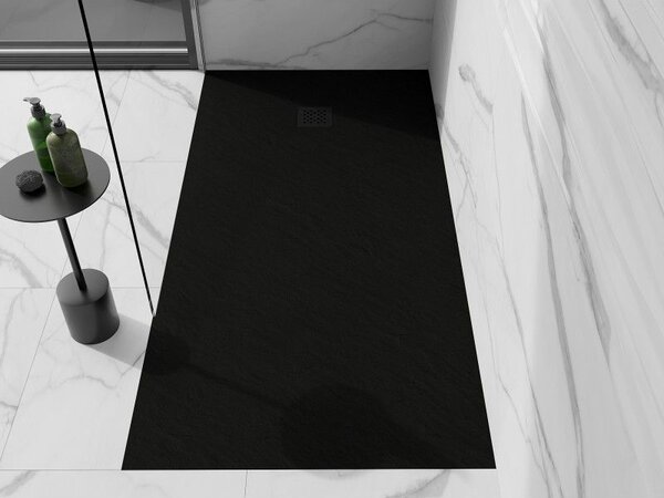 Mexen Stone+ правоъгълен композитен душ корито 200 x 100 см, черно, черен капак - 44701020-B