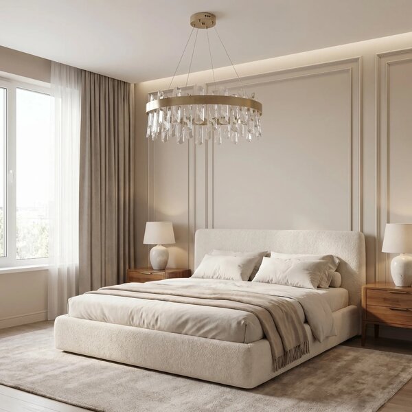LED кристална висяща лампа SWE074-1CP 50см Brushed Gold