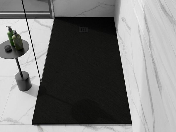 Mexen Stone+ правоъгълен композитен душ корито 200 x 100 см, черно, черен капак - 44701020-B