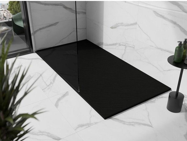 Mexen Stone+ правоъгълен композитен душ корито 200 x 100 см, черно, черен капак - 44701020-B
