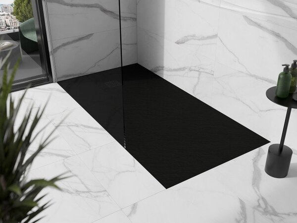 Mexen Stone+ правоъгълен композитен душ корито 200 x 100 см, черно, черен капак - 44701020-B
