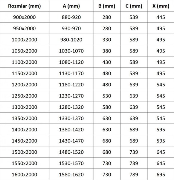 Mexen Exo врати за душ кабина, отваряеми, 140 см, прозрачни, черни - 819-140-000-70-00