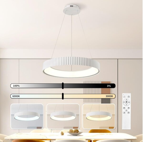 Brilagi - LED димируем полилей FALCON MODERN LED/54W/230V Ø 60 см бял + дистанционно управление