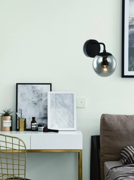 Open Design OR81411 - Настенна лампа BAO 1xE27/8W/230V черна/димчато сива