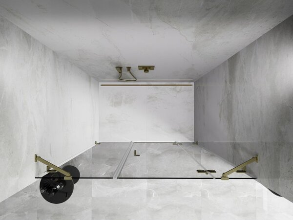 Mexen Lunar врати за душ кабина отваряеми надясно 140 см, прозрачни, златисто матирани - 834S-140-050-55-00-P