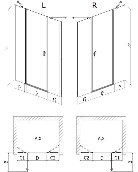 Mexen Mist врати за душ кабина, 150 см, прозрачни, златисто матирани - 8A4-150-001-55-00