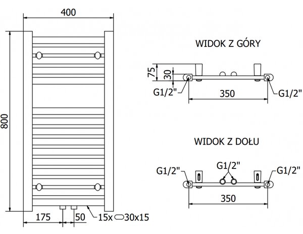 Mexen Hades електрически радиатор 800 x 400 мм, 300 W, черен - W104-0800-400-2300-70