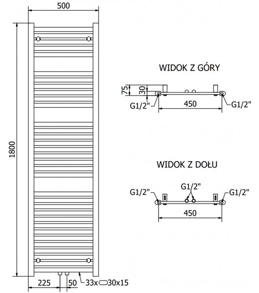 Mexen Hades електрически радиатор 1800 x 500 мм, 900 W, бял - W104-1800-500-2900-20