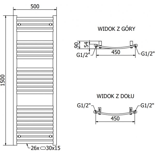 Mexen Helios електрически радиатор 1500 x 500 мм, 900 W, бял - W103-1500-500-2900-20