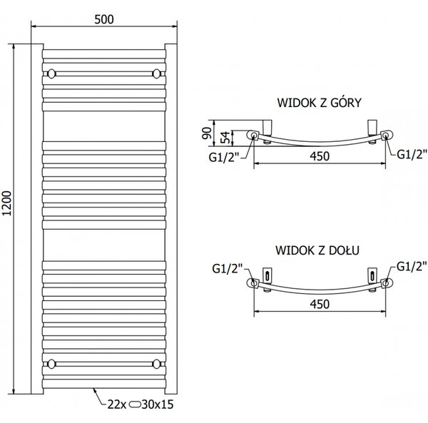 Mexen Helios електрически радиатор 1200 x 500 мм, 600 W, черен - W103-1200-500-2600-70
