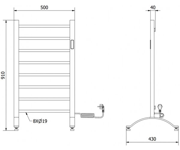 Mexen Oso електрически радиатор 2в1 стоящ 910 x 500 mm, 200 W, черен - W304-0910-500-00-70
