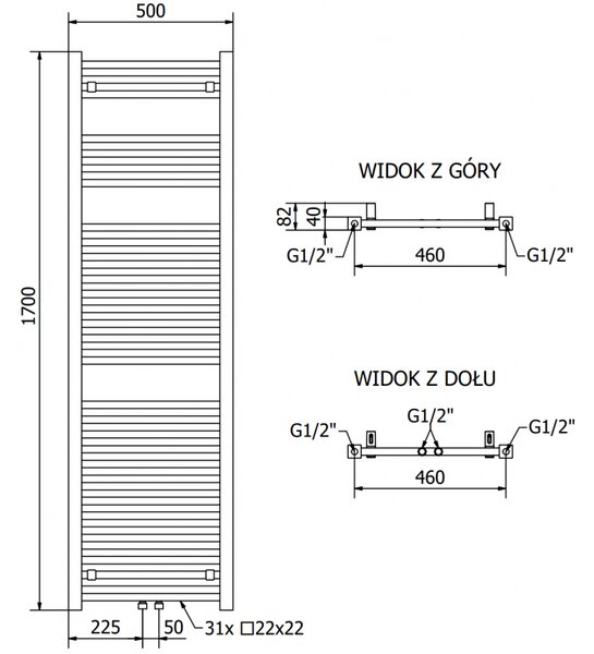 Mexen Pluton електрически радиатор 1700 x 500 мм, 900 W, черен - W106-1700-500-2900-70