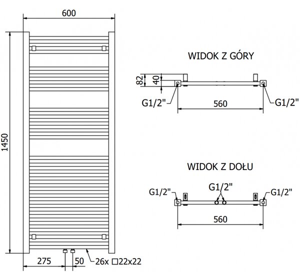 Mexen Pluton електрически радиатор 1450 x 600 мм, 900 W, черен - W106-1450-600-2900-70