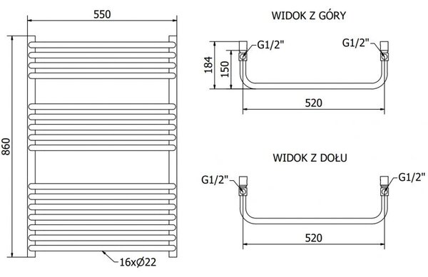 Mexen Apollo радиатор за баня 860 x 550 мм, 481 W, бял - W117-0860-550-00-20