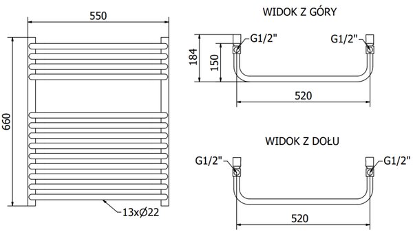 Mexen Apollo радиатор за баня 660 x 550 mm, 386 W, черен - W117-0660-550-00-70