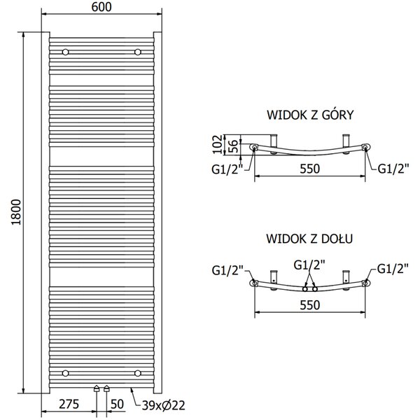 Mexen Ares радиатор за баня 1800 х 600 мм, 958 W, бял - W102-1800-600-00-20