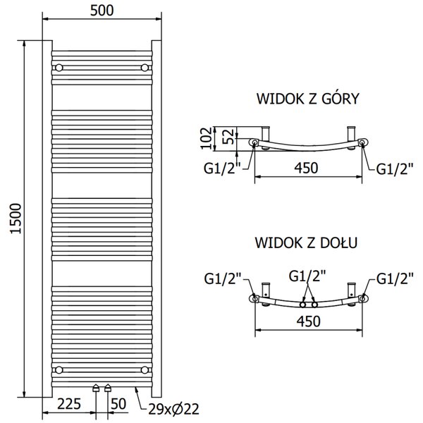 Mexen Ares радиатор за баня 1500 x 500 мм, 630 W, черен - W102-1500-500-00-70