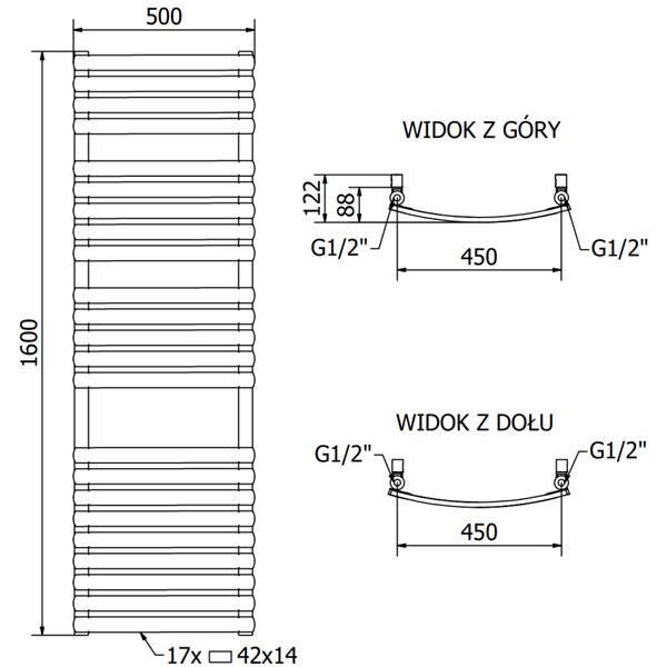 Mexen Bachus радиатор за баня 1600 x 500 mm, 787 W, черен - W109-1600-500-00-70